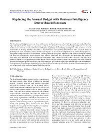 Replacing the Annual Budget with Business Intelligence Driver-Based Forecasts