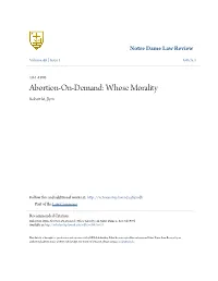 Abortion-On-Demand: Whose Morality Robert M