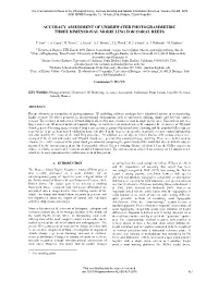 Accuracy Assessment of Underwater Photogrammetric Three Dimensional Modelling for Coral Reefs