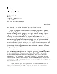 Letter to Seattle City Council and City Attorney Holmes Regarding