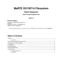 Marte OS FAT16 Filesystem Daniel Sangorrin Daniel.Sangorrin@Gmail.Com