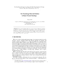 On Classifying Material Entities in Basic Formal Ontology