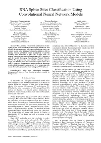 RNA Splice Sites Classification Using Convolutional Neural Network Models