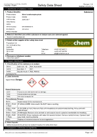 Safety Data Sheet Modified: 2016-02-12 1: Identification of Substance / Mixture 1