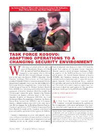 Task Force Kosovo: Adapting Operations to a Changing Security Environment
