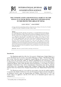 The Conservation and Potential Habitat of the Himalayan Musk Deer, Moschus Chrysogaster, in the Protected Areas of Nepal
