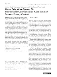 Listen Only When Spoken To: Interpersonal Communication Cues As Smart Speaker Privacy Controls
