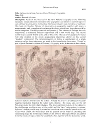 Sylvanus World Map, from an Edition of Ptolemy's