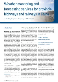 Title Weather Monitoring and Forecasting Services for Provincial