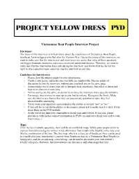 Vietnamese Boat People Interview Project