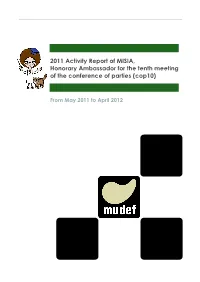 2011 Activity Report of MISIA, Honorary Ambassador for the Tenth Meeting of the Conference of Parties (Cop10)