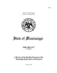 A Review of the Reading Program of the Mississippi Department of Education