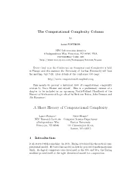 A Short History of Computational Complexity