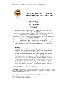 “Don't Sweep the Floor!” Verbal and Nonverbal Taboo in Nagan Raya