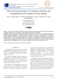 Effets Environnementaux Et Conséquences Sanitaires Des Inondations Dans La Commune De Sèmè-Kpodji