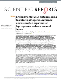 Environmental DNA Metabarcoding to Detect Pathogenic Leptospira And