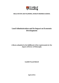 Land Administration and Its Impact on Economic Development