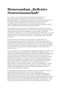 Memorandum „Reflexive Neurowissenschaft“