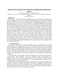 Removal of Tannins from Faba Bean Hull Using Subcritical Water Marleny D