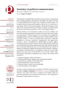 Semiotics of Political Communication Special Issue of Punctum