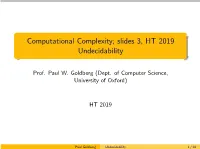 Slides 3, HT 2019 Undecidability