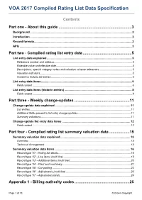 VOA 2017 Compiled Rating List Data Specification