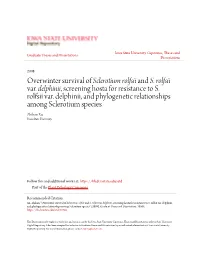Overwinter Survival of Sclerotium Rolfsii and S. Rolfsii Var. Delphinii, Screening Hosta for Resistance to S. Rolfsii Var. Delph