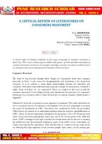 A Critical Review of Literatures on Consumers Movement