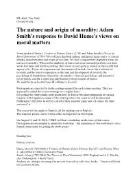 Adam Smith's Response to David Hume's Views on Moral Matters