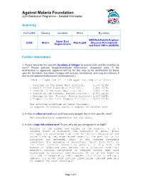 Against Malaria Foundation LLIN Distribution Programme – Detailed Information