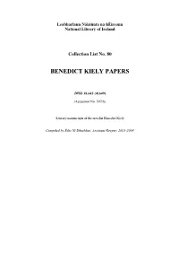 Benedict Kiely Papers