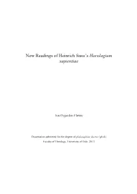 New Readings of Heinrich Suso's Horologium Sapientiae