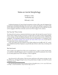 Notes on Aorist Morphology
