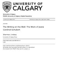 The Writing on the Wall: the Work of Joane Cardinal-Schubert