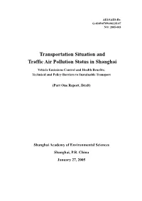 Transportation Situation and Traffic Air Pollution Status in Shanghai