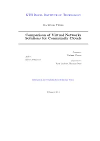 Comparison of Virtual Networks Solutions for Community Clouds