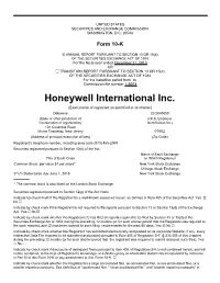 Honeywell International Inc. (Exact Name of Registrant As Specified in Its Charter)