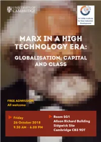 Marx in a High Technology Era: Globalisation, Capital and Class