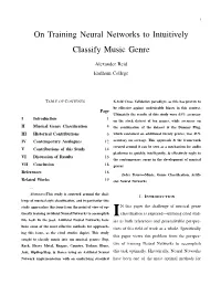 On Training Neural Networks to Intuitively Classify Music Genre
