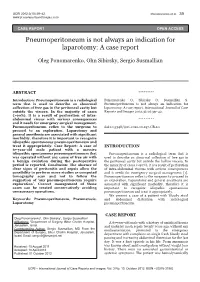 Pneumoperitoneum Is Not Always an Indication for Laparotomy: a Case Report