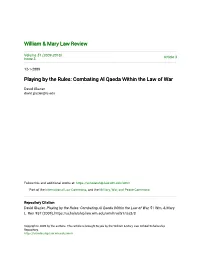 Combating Al Qaeda Within the Law of War