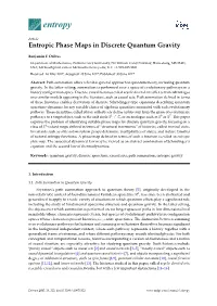 Entropic Phase Maps in Discrete Quantum Gravity