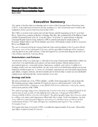 Executive Summary This Report Is the First Step in Evaluating Source Water in the Cataraqui Source Protection Area (CSPA)
