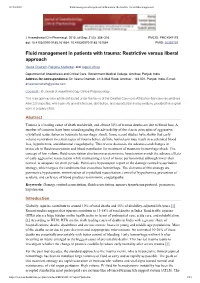 Fluid Management in Patients with Trauma: Restrictive Versus Liberal Approach