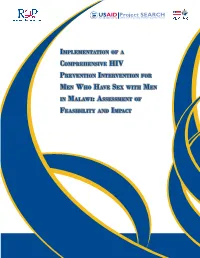 Implementation of a Comprehensive HIV Prevention Intervention for Men Who Have Sex with Men in Malawi: Assessment of Feasibility and Impact