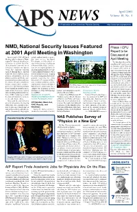 NMD, National Security Issues Featured at 2001 April Meeting In