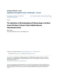 The Application of Biostratigraphy and Paleoecology at Southern Ocean Drill Sites to Resolve Early to Middle Miocene Paleoclimatic Events