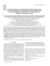 The Standardization of Terminology of Lower Urinary Tract