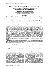 A Comparative Blind Study for Assessment of Intubating Conditions Using Propofol and Remifentanil with and Without Muscle Relaxant