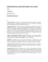 Definitional Dictionary of Logic